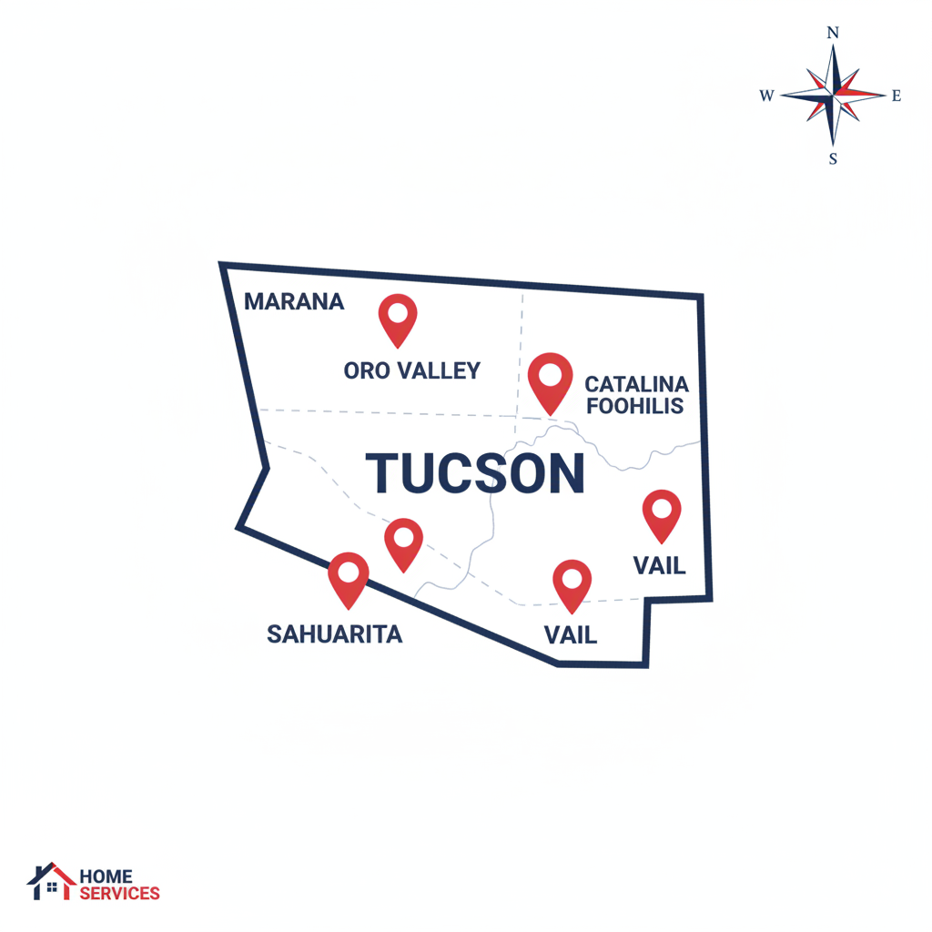 Map of SEER Heating & Cooling's Tucson metro service area
