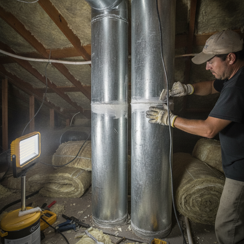 Ductwork sealing and repair performed by SEER Heating & Cooling