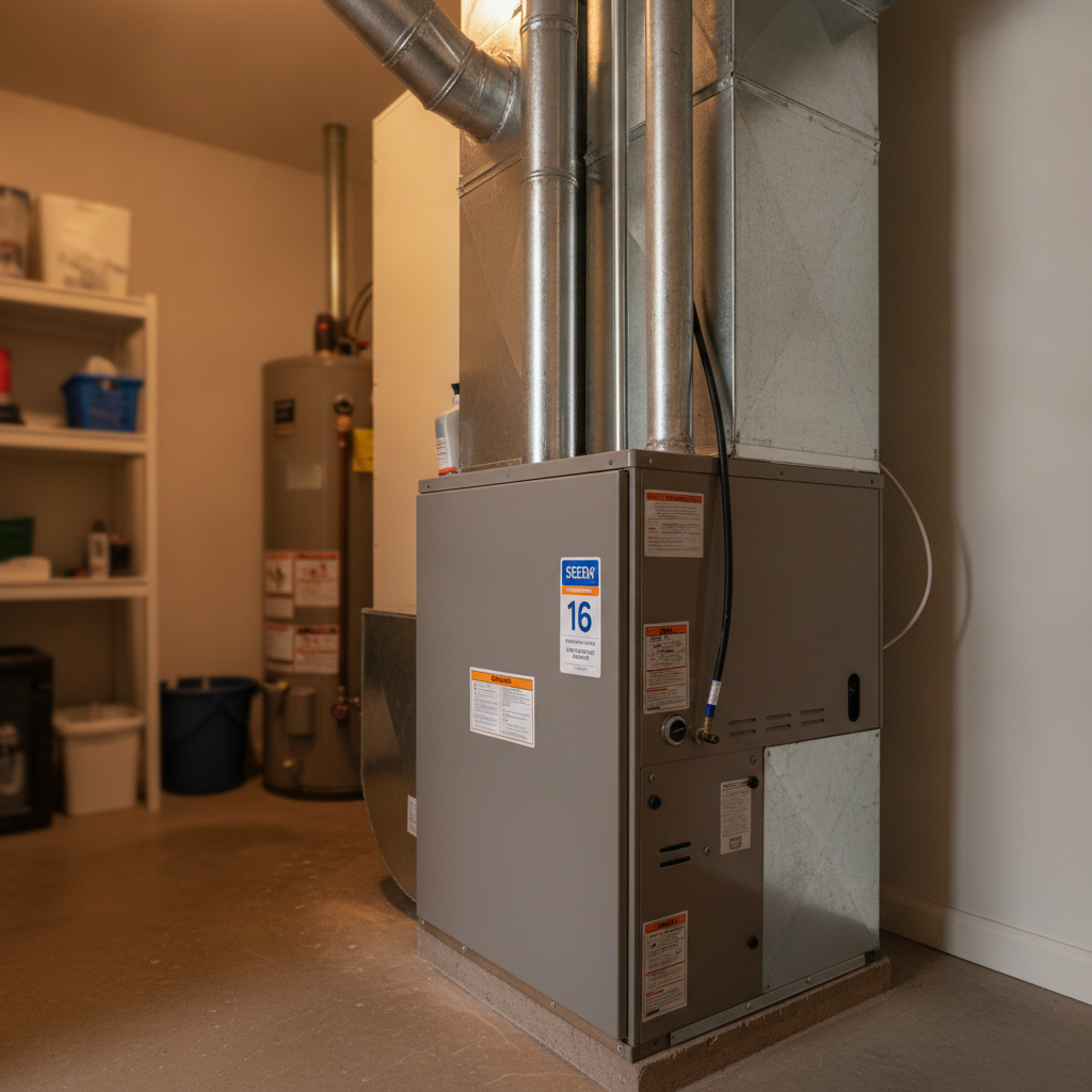 Indoor furnace and heat pump unit serviced by SEER Heating & Cooling